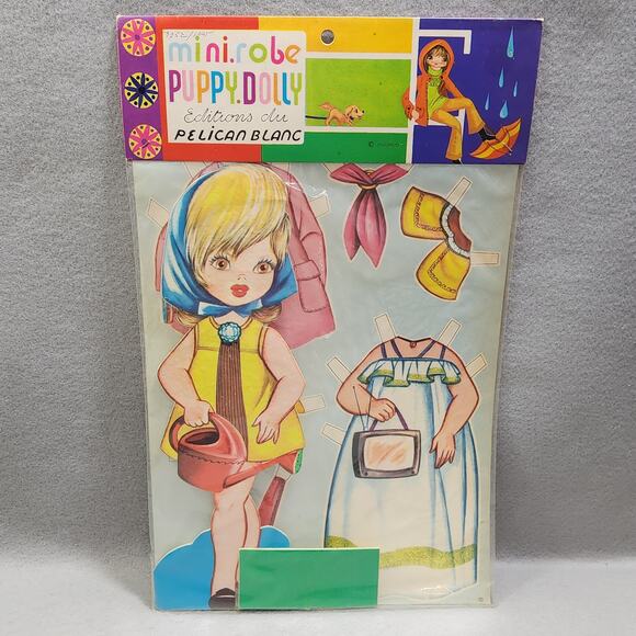 Pelican Blanc Blonde Hair Girl Paper Doll w/Blue Head Scarf Vintage NOS Sealed - Picture 9 of 11